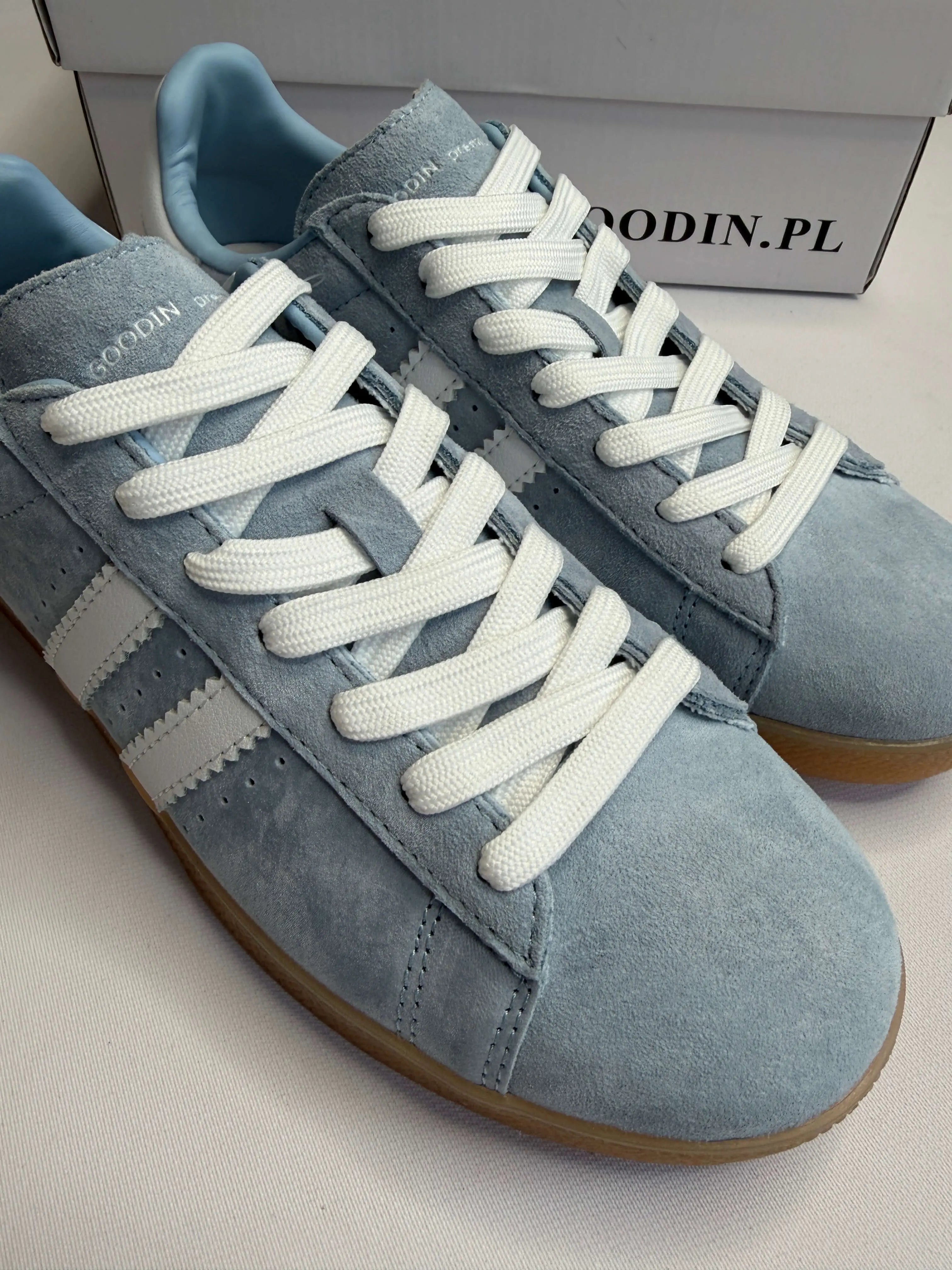 Sneakersy damskie GOODIN błękitne z białymi paskami Stylowa XL
