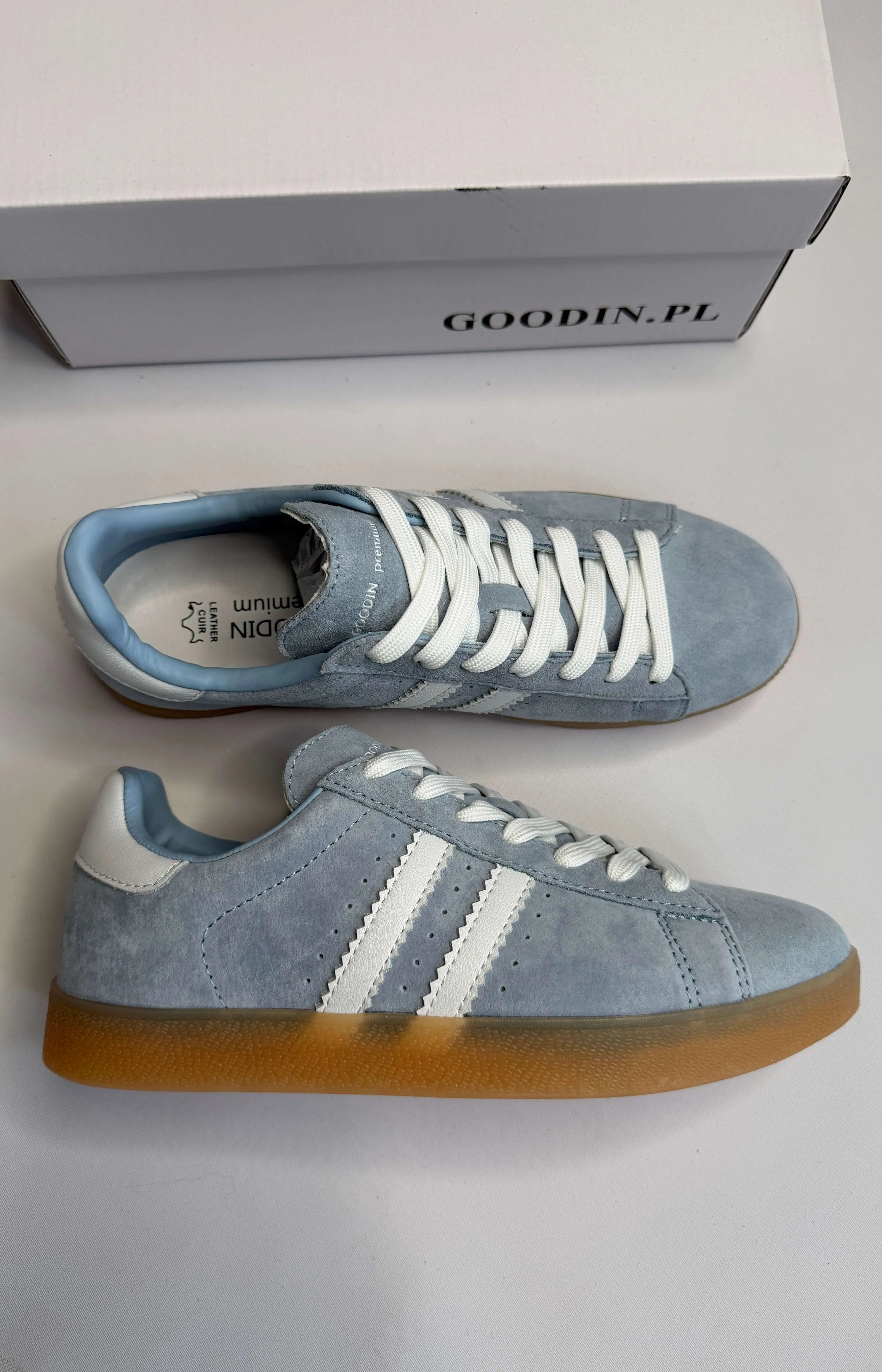 Sneakersy damskie GOODIN błękitne z białymi paskami Stylowa XL