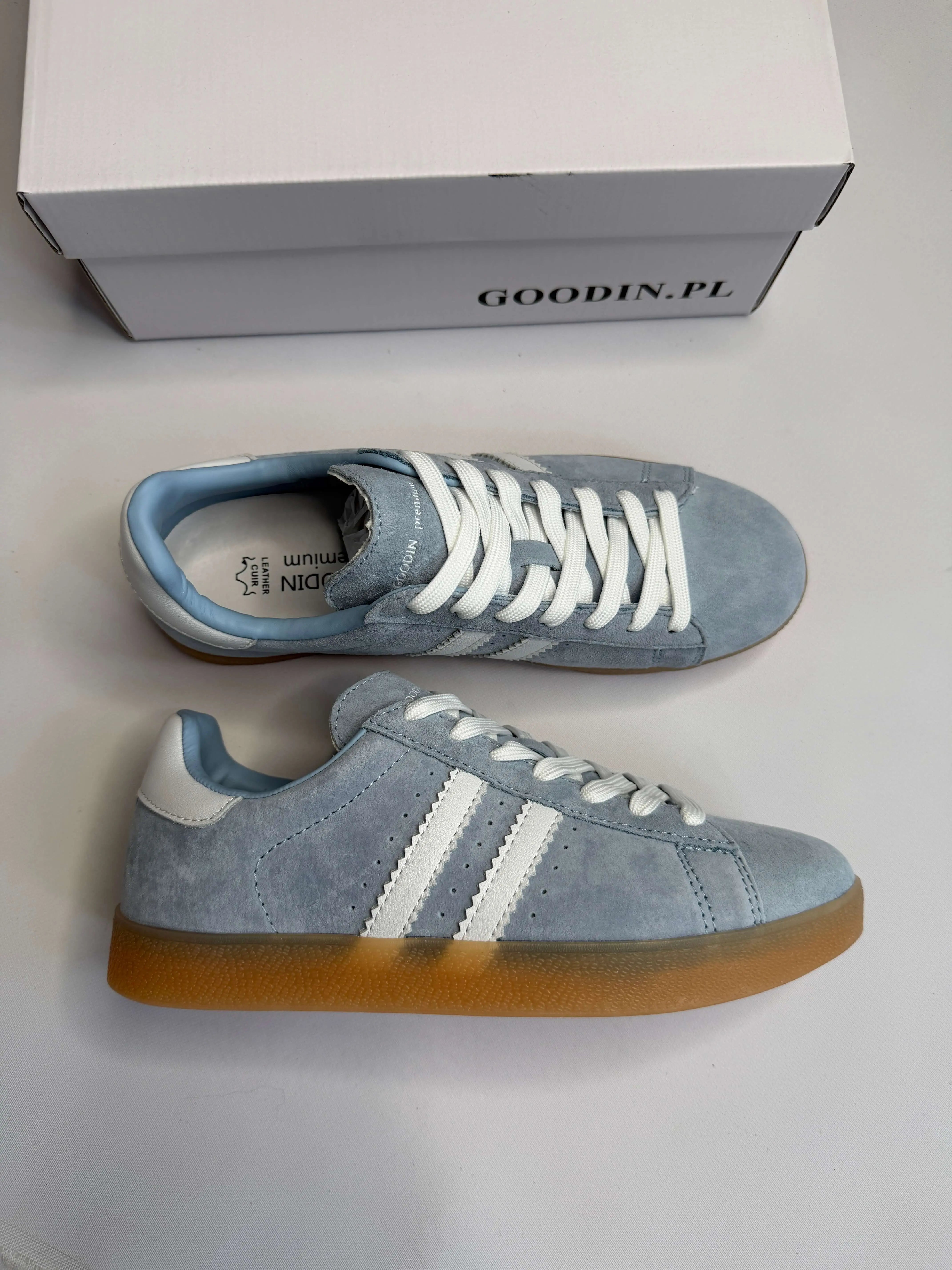 Sneakersy damskie GOODIN błękitne z białymi paskami Stylowa XL