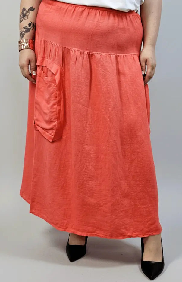 Spódnica lniana plus size – naturalna spódnica XXL z kieszeniami Stylowa XL