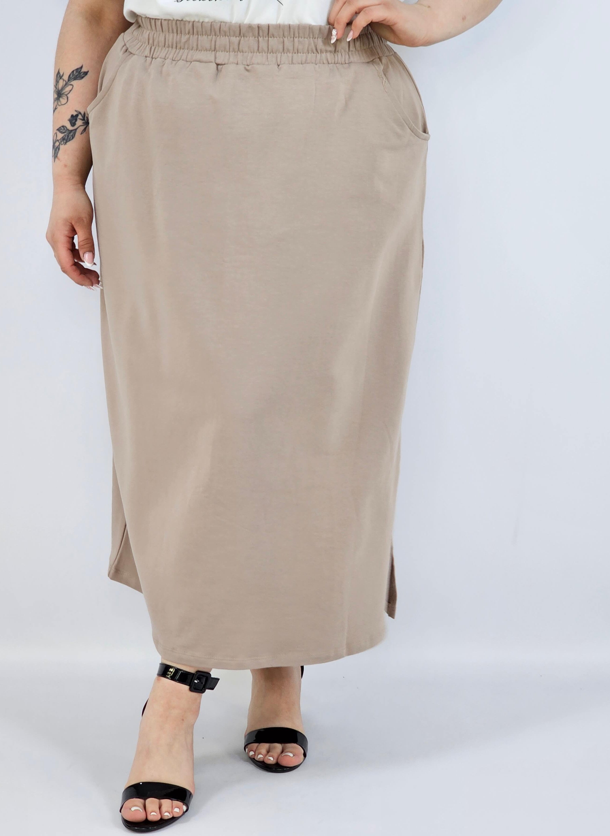 Spódnica midi plus size z kieszeniami – stylowa, wygodna i kobieca Stylowa XL