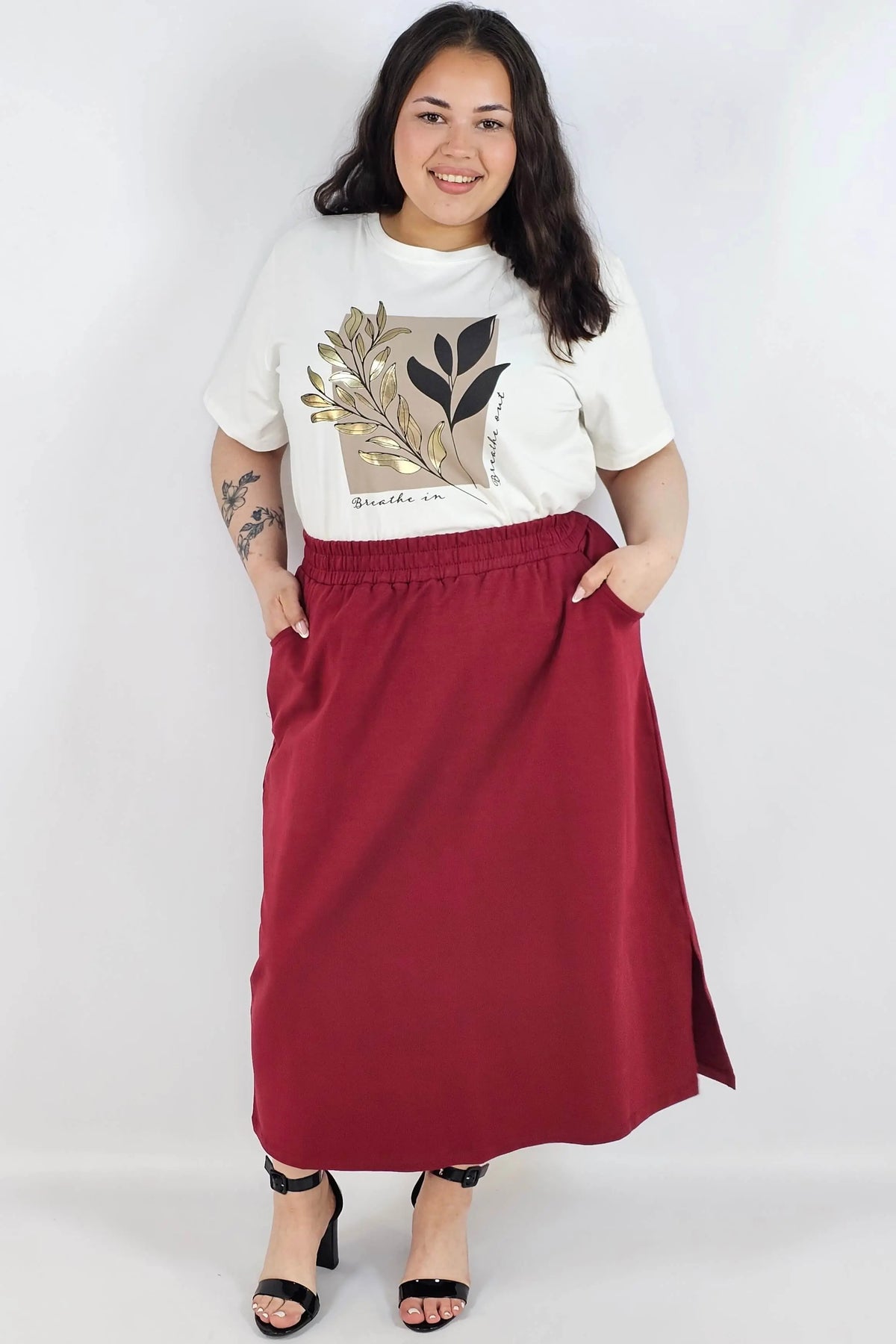 Spódnica midi plus size z kieszeniami – stylowa, wygodna i kobieca Stylowa XL