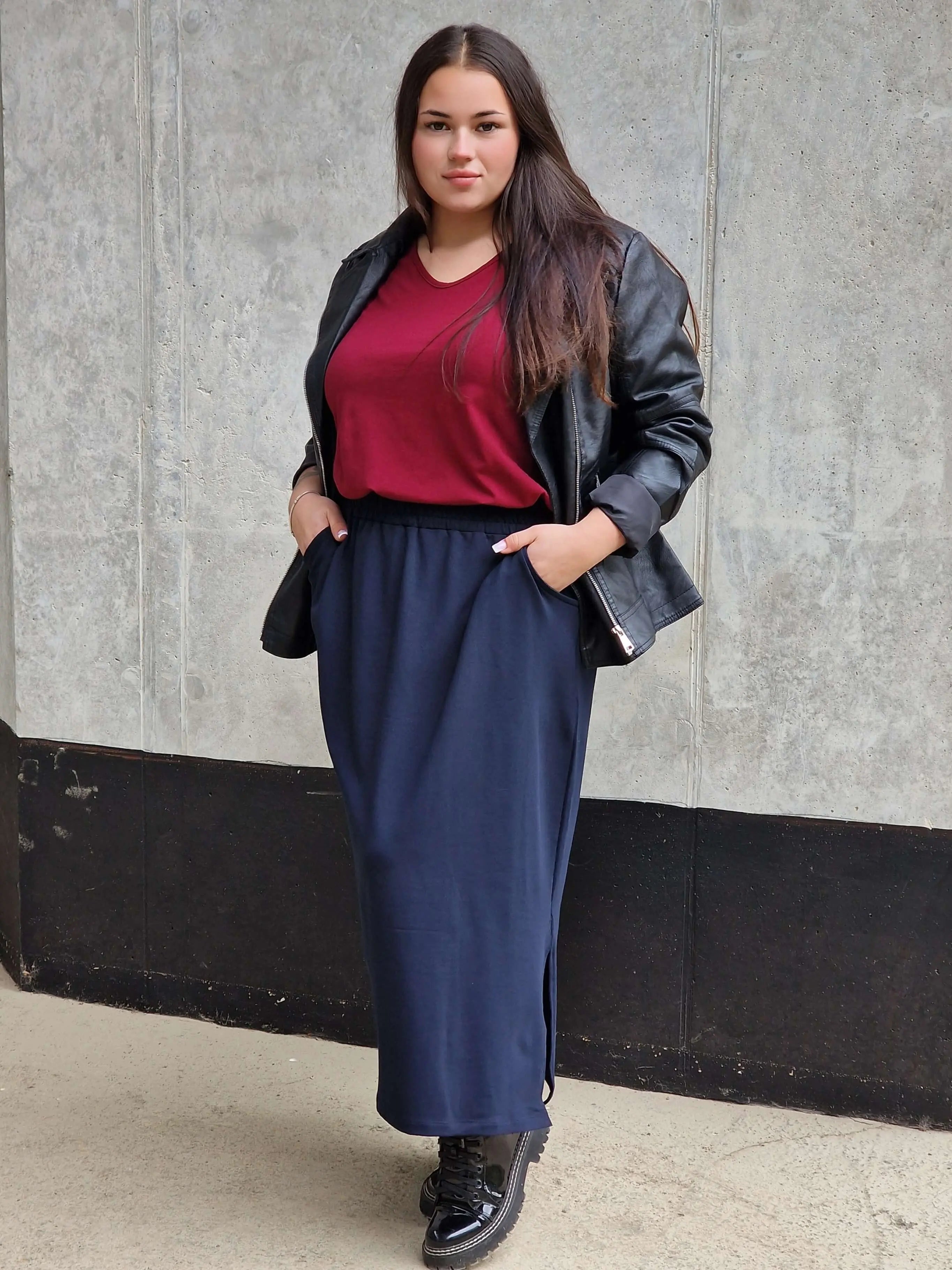 Spódnica midi plus size z kieszeniami – stylowa, wygodna i kobieca Stylowa XL