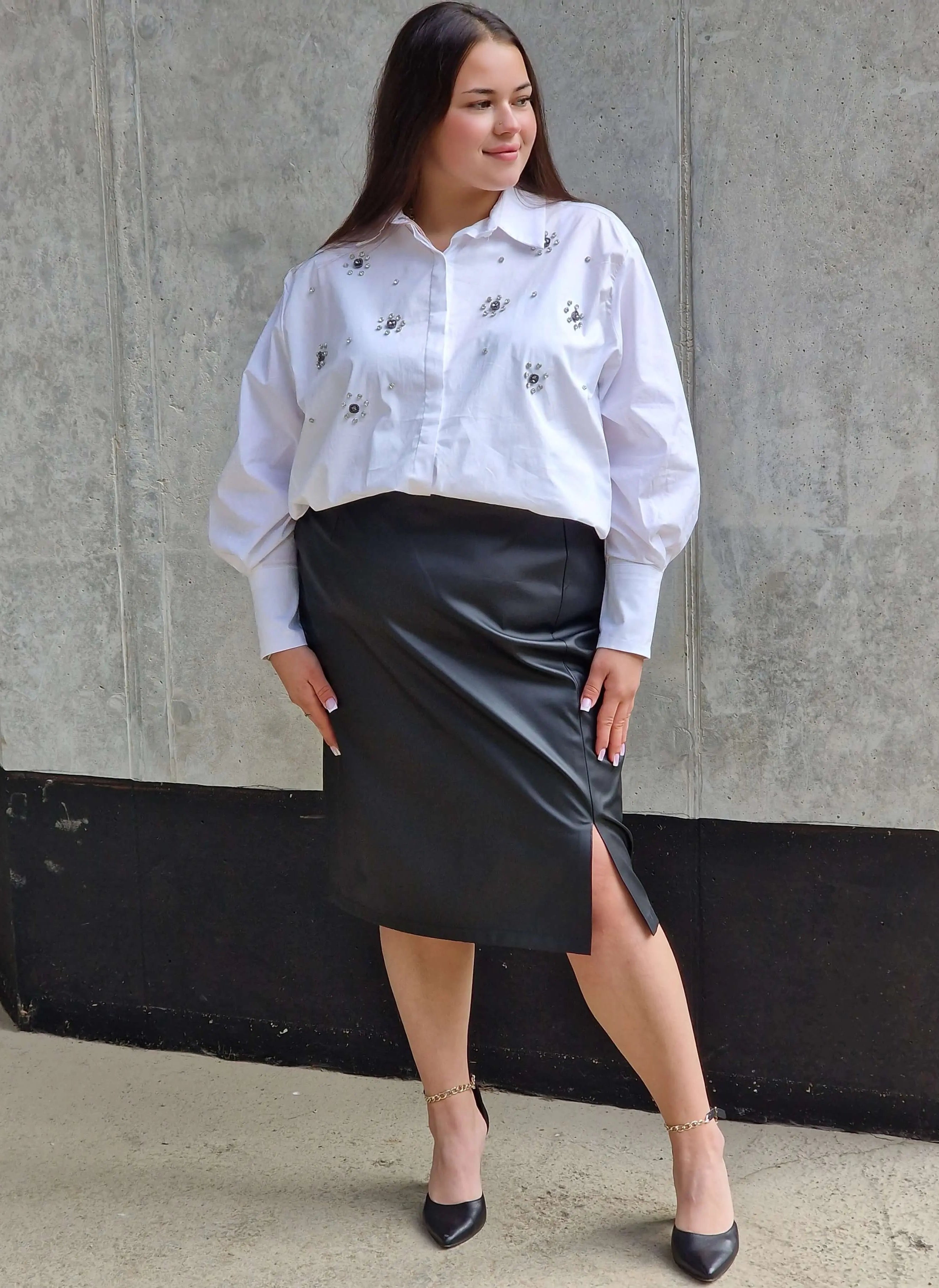 Spódnica ołówkowa z eco skóry POLSKI PRODUKT - rozmiary Stylowa XL