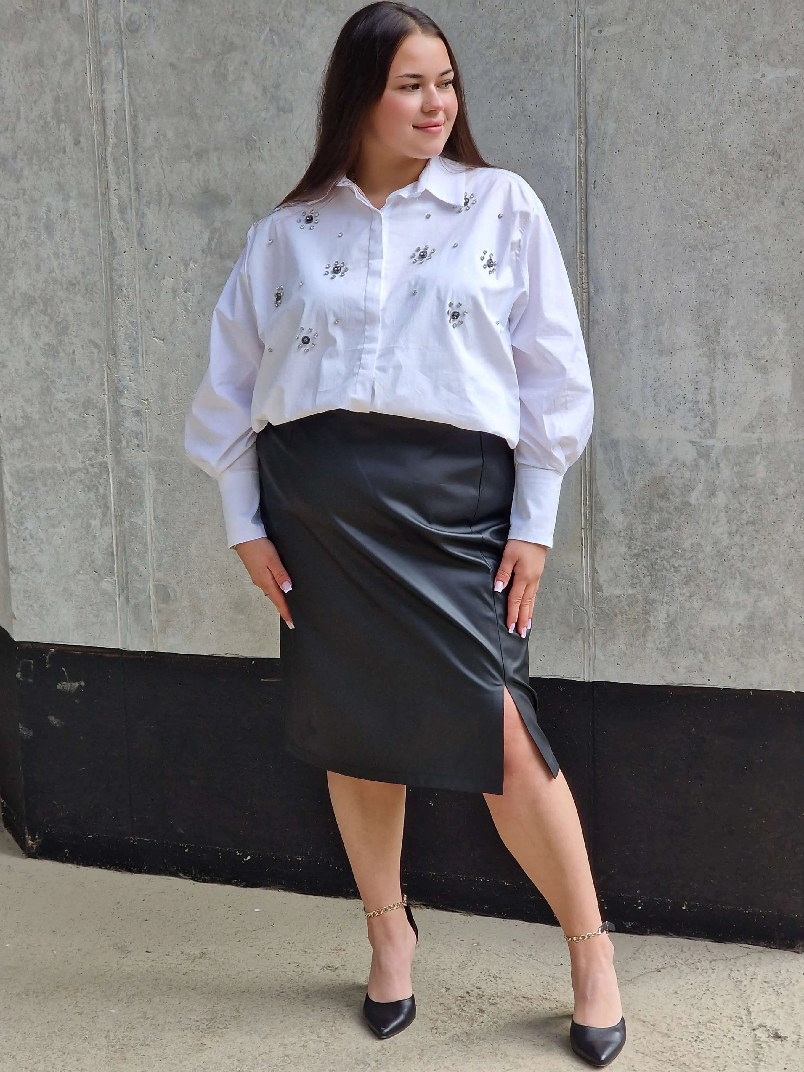 Spódnica ołówkowa z eco skóry POLSKI PRODUKT - rozmiary Stylowa XL