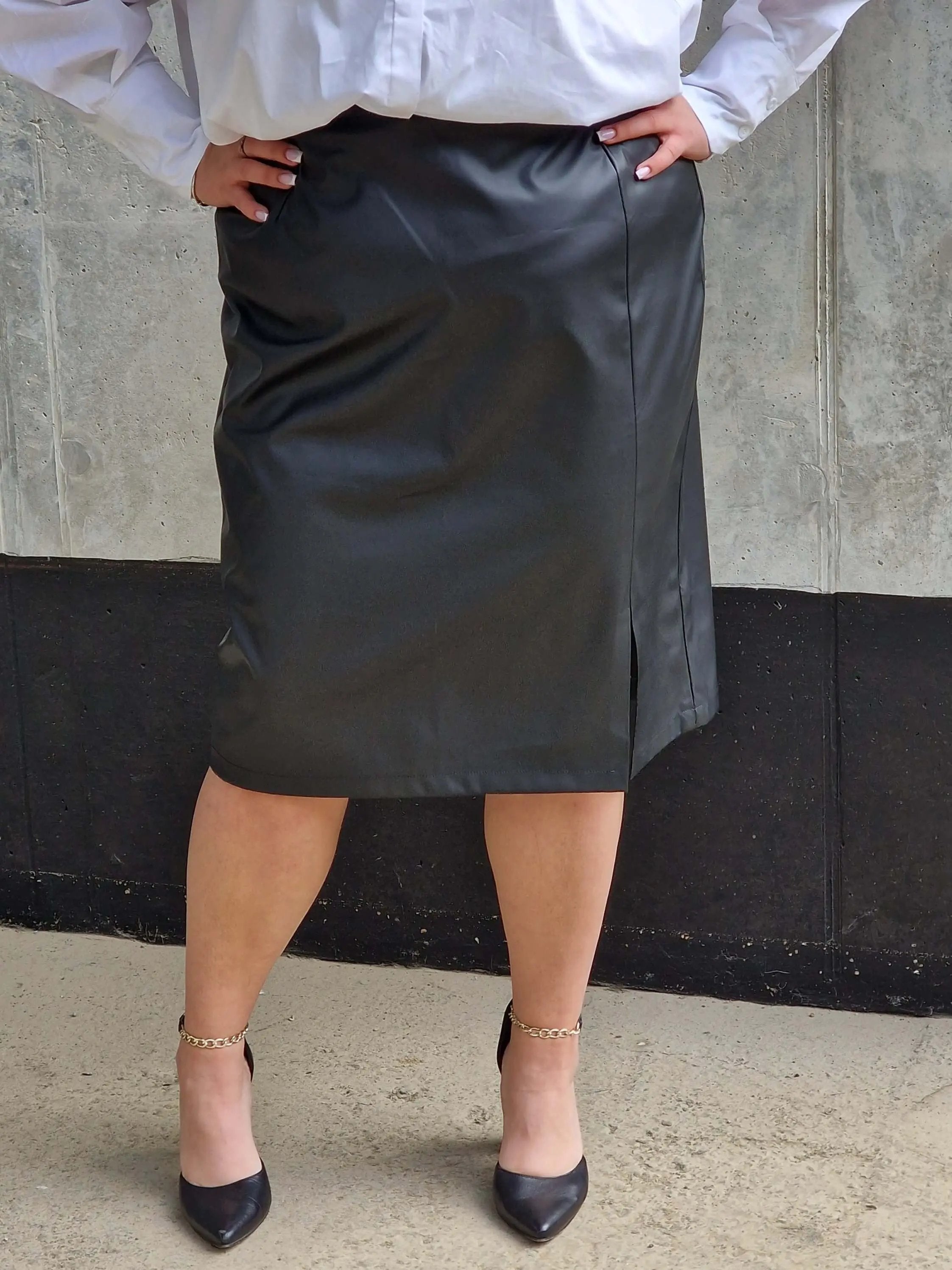 Spódnica ołówkowa z eco skóry POLSKI PRODUKT - rozmiary Stylowa XL