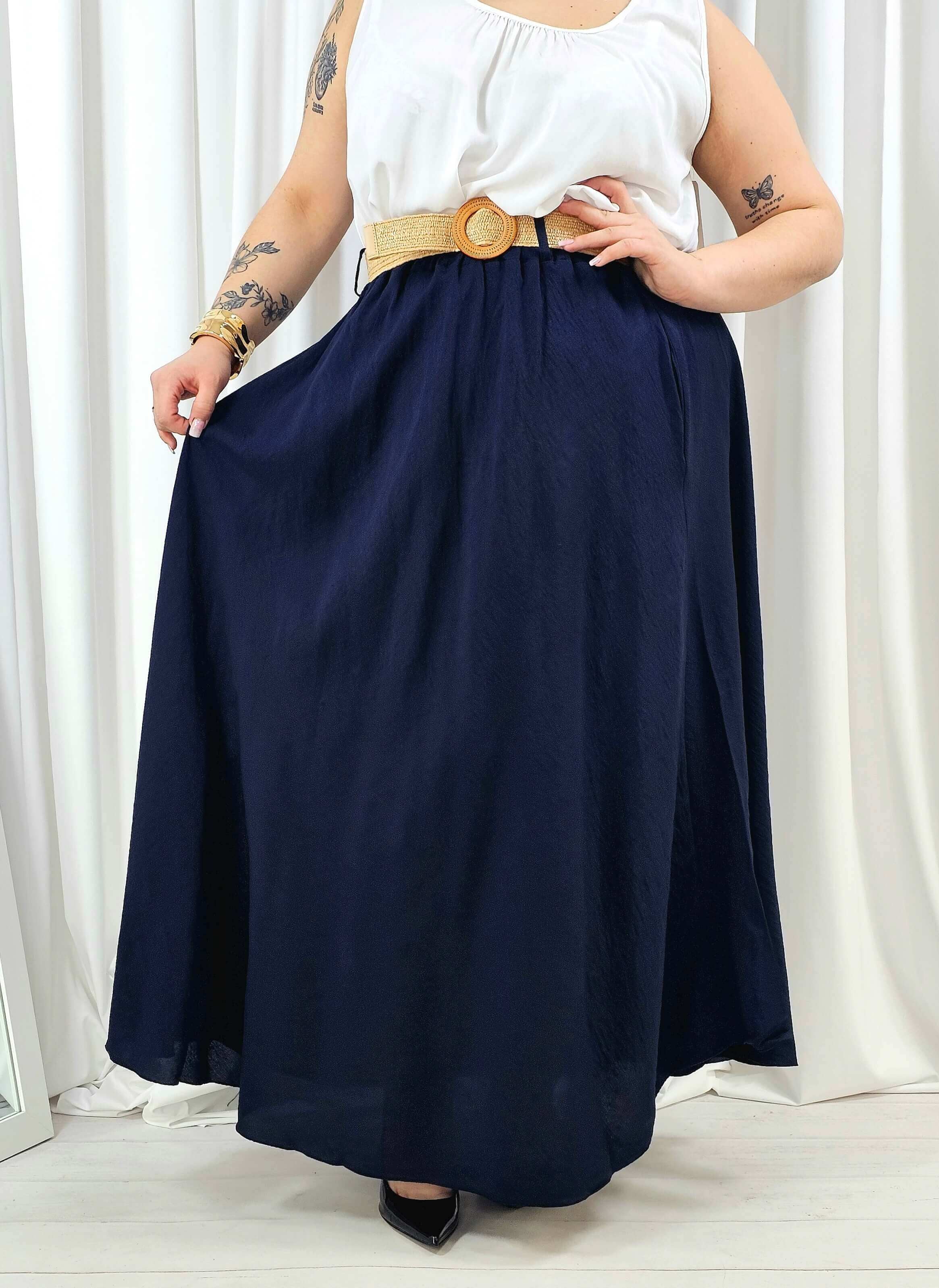 Spódnica plus size – długa spódnica maxi o lekkim, swobodnym kroju Stylowa XL