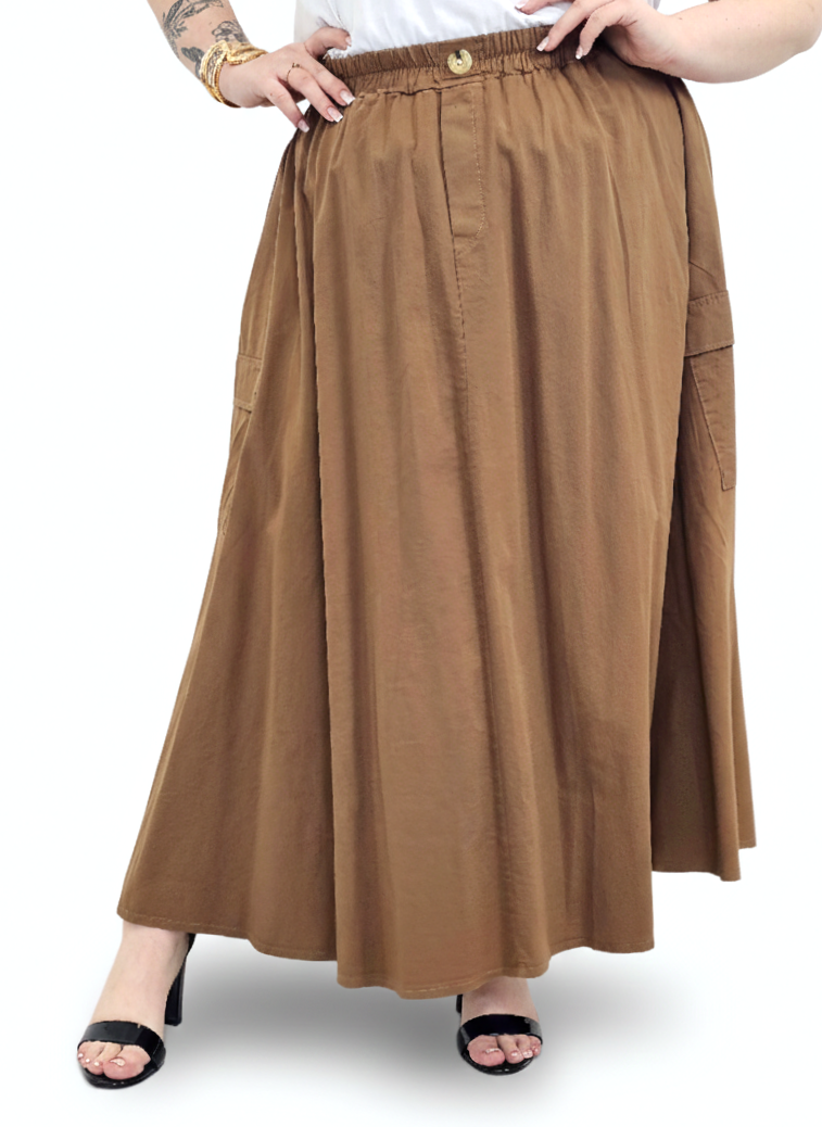Spódnica plus size długa z gumką i kieszeniami – modna spódnica damska XXL Stylowa XL