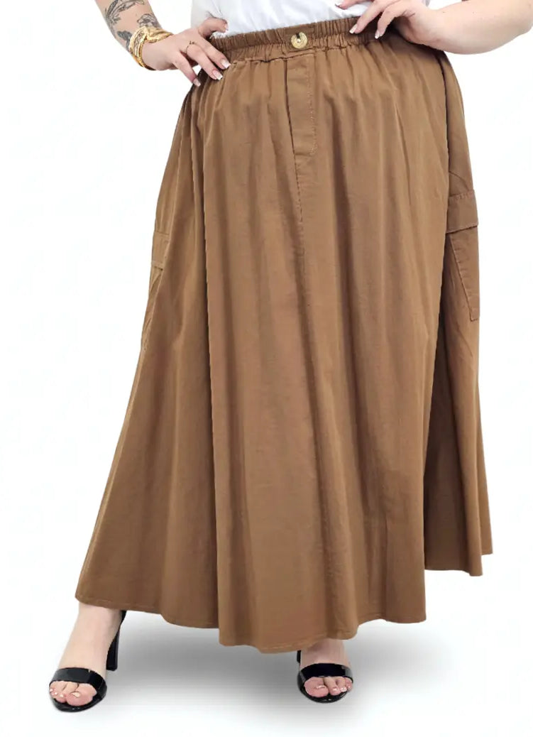 Spódnica plus size długa z gumką i kieszeniami – modna spódnica damska XXL Stylowa XL