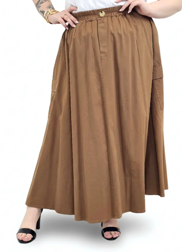 Spódnica plus size długa z gumką i kieszeniami – modna spódnica damska XXL Stylowa XL