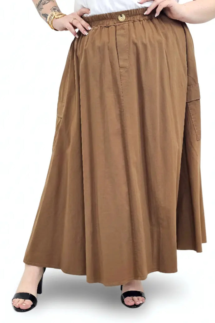 Spódnica plus size długa z gumką i kieszeniami – modna spódnica damska XXL Stylowa XL