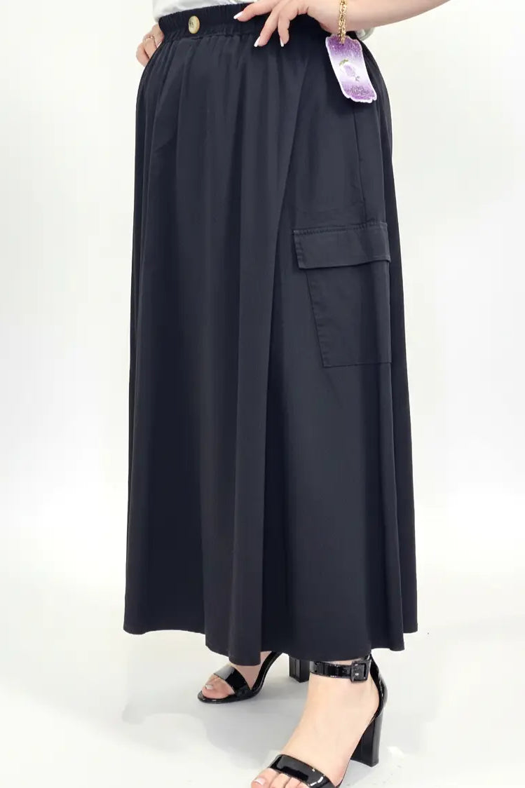Spódnica plus size długa z gumką i kieszeniami – modna spódnica damska XXL Stylowa XL