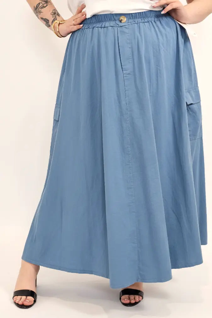 Spódnica plus size długa z gumką i kieszeniami – modna spódnica damska XXL Stylowa XL
