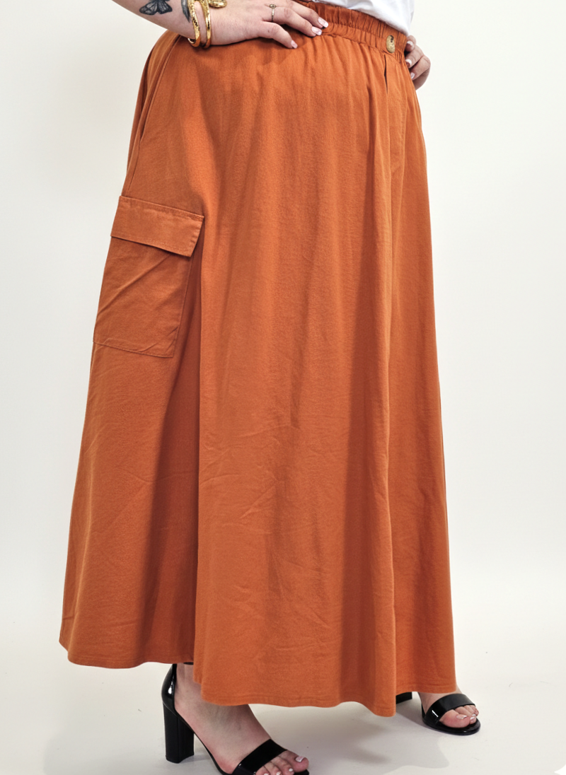 Spódnica plus size długa z gumką i kieszeniami – modna spódnica damska XXL Stylowa XL