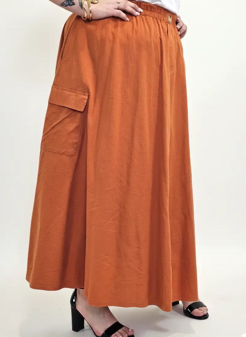 Spódnica plus size długa z gumką i kieszeniami – modna spódnica damska XXL Stylowa XL