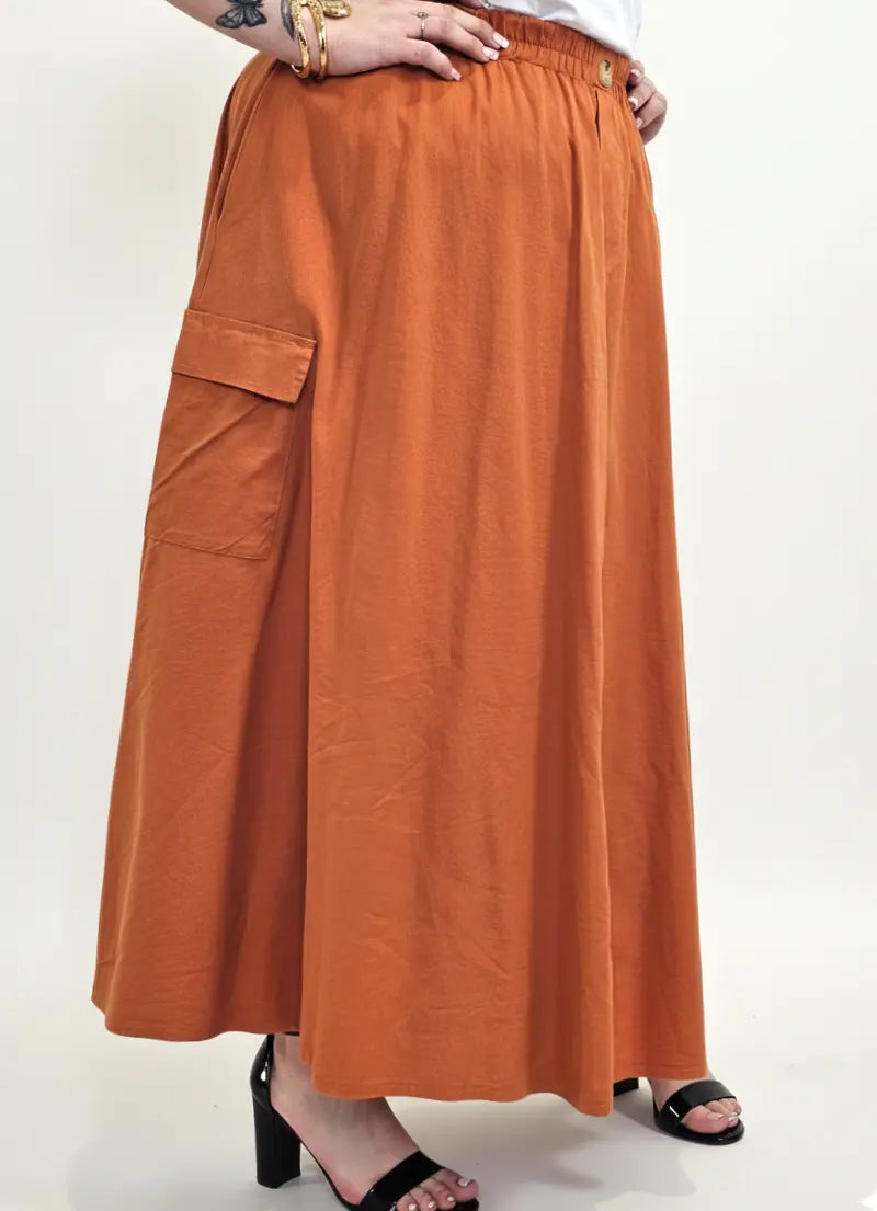 Spódnica plus size długa z gumką i kieszeniami – modna spódnica damska XXL Stylowa XL