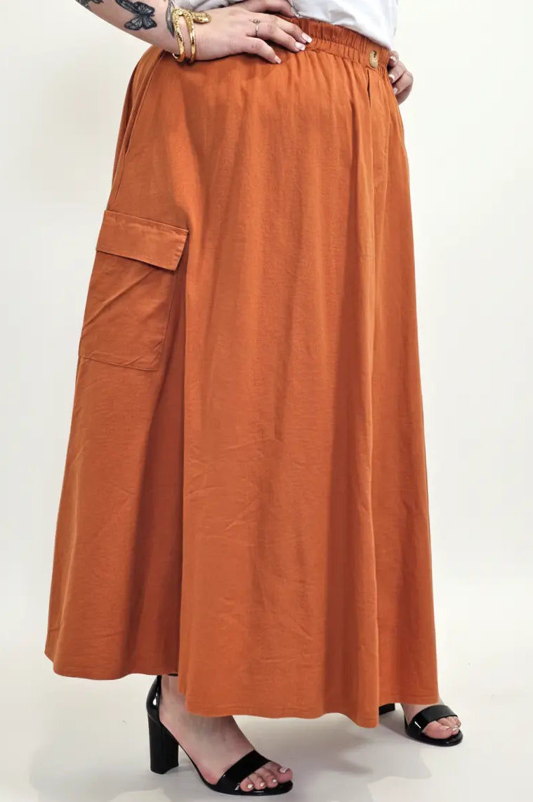 Spódnica plus size długa z gumką i kieszeniami – modna spódnica damska XXL Stylowa XL
