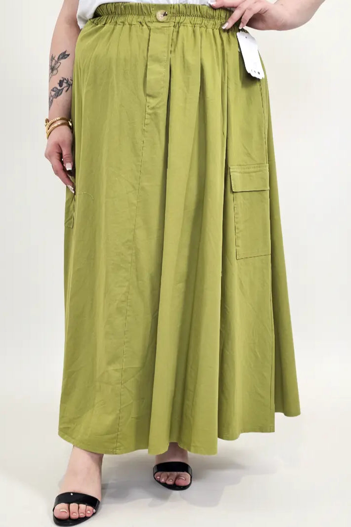 Spódnica plus size długa z gumką i kieszeniami – modna spódnica damska XXL Stylowa XL