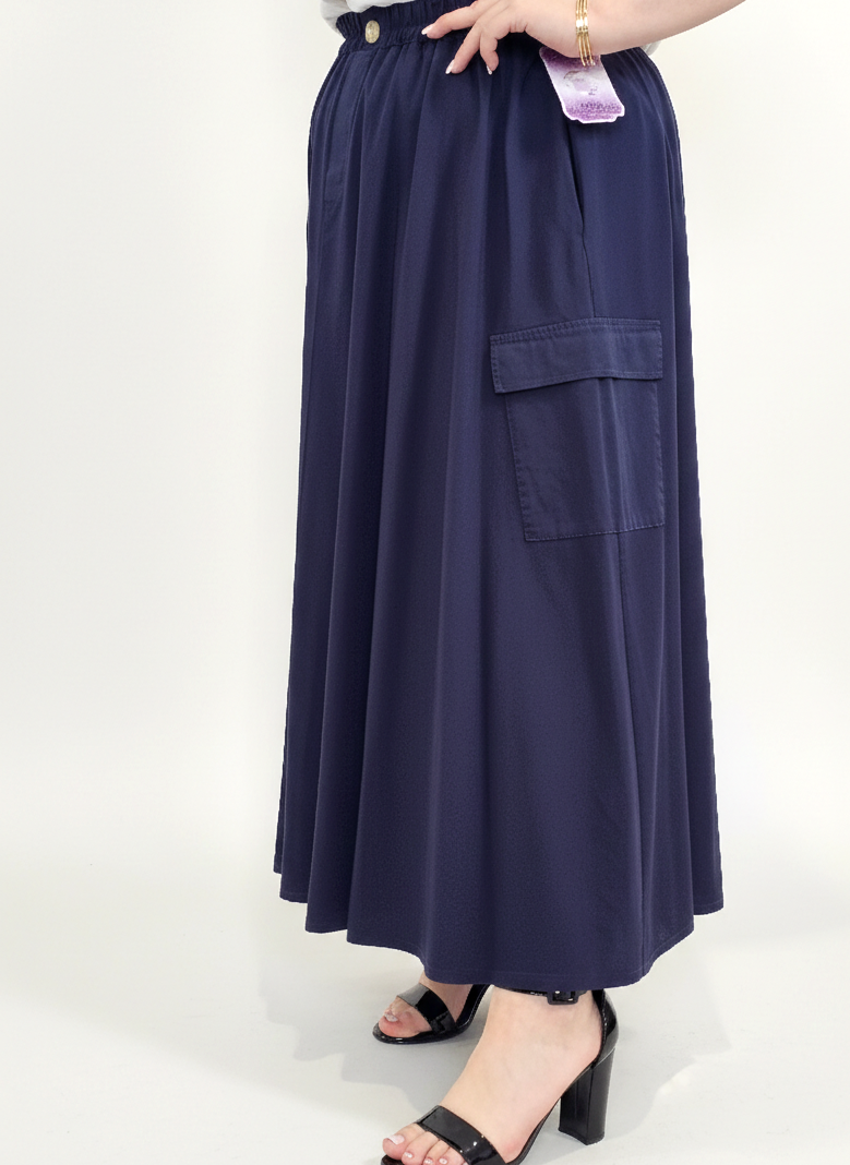 Spódnica plus size długa z gumką i kieszeniami – modna spódnica damska XXL Stylowa XL