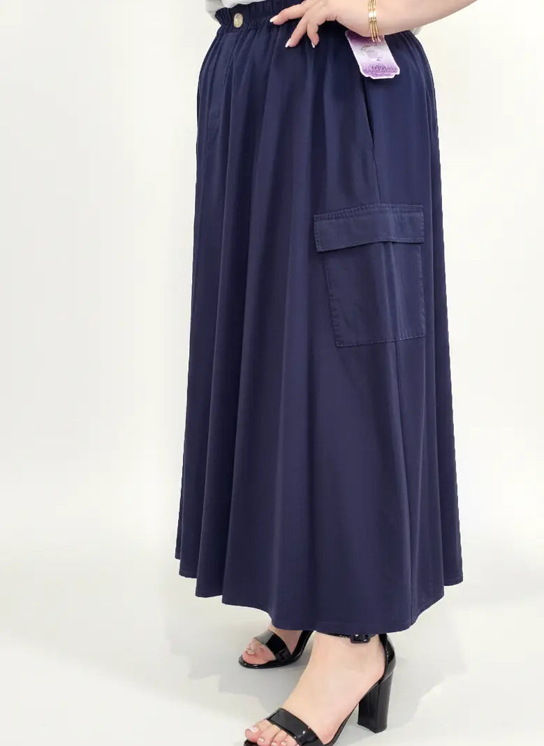 Spódnica plus size długa z gumką i kieszeniami – modna spódnica damska XXL Stylowa XL