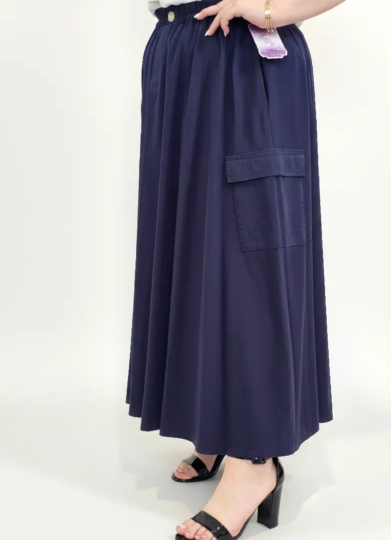 Spódnica plus size długa z gumką i kieszeniami – modna spódnica damska XXL Stylowa XL