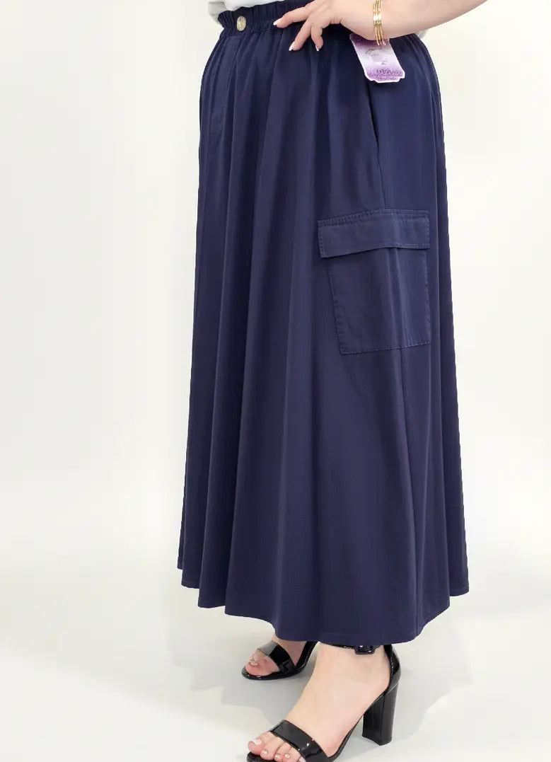 Spódnica plus size długa z gumką i kieszeniami – modna spódnica damska XXL Stylowa XL