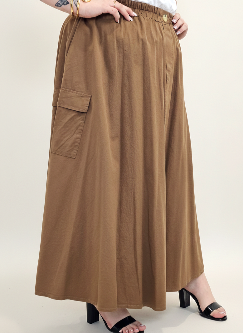 Spódnica plus size długa z gumką i kieszeniami – modna spódnica damska XXL Stylowa XL