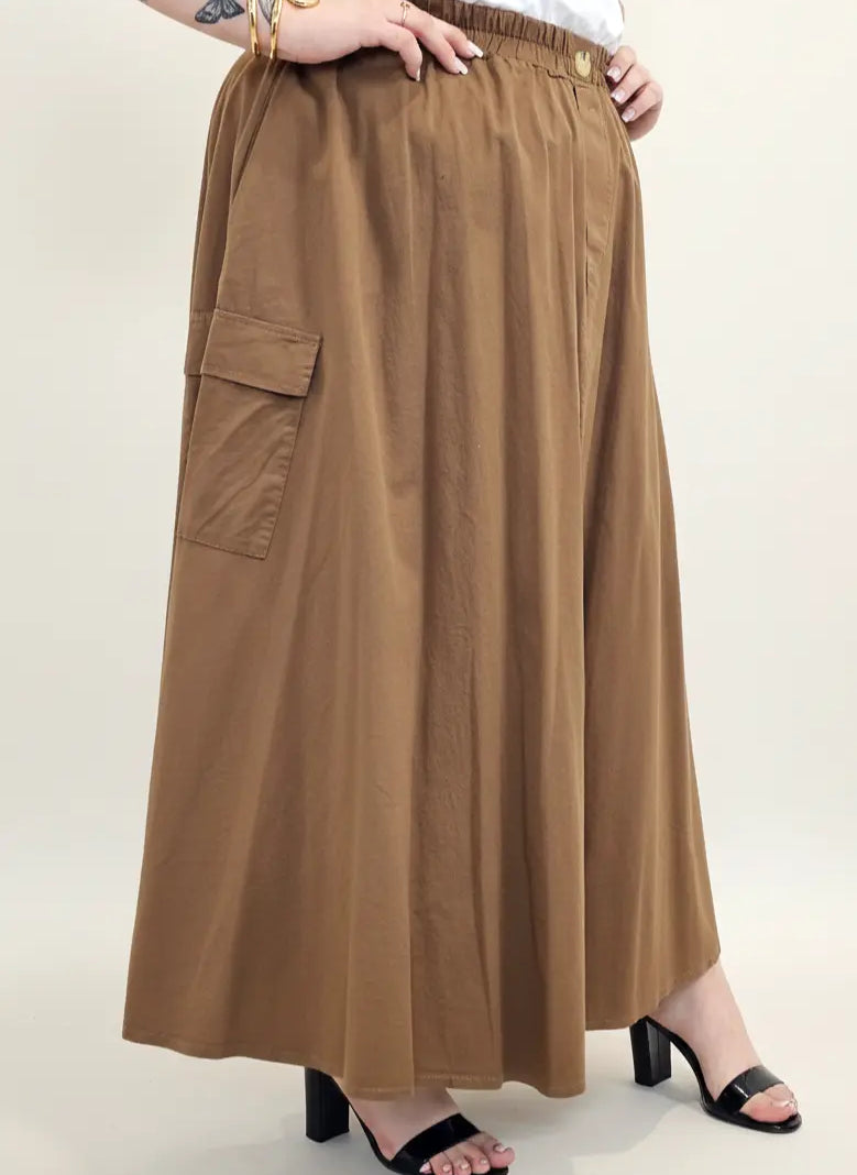 Spódnica plus size długa z gumką i kieszeniami – modna spódnica damska XXL Stylowa XL
