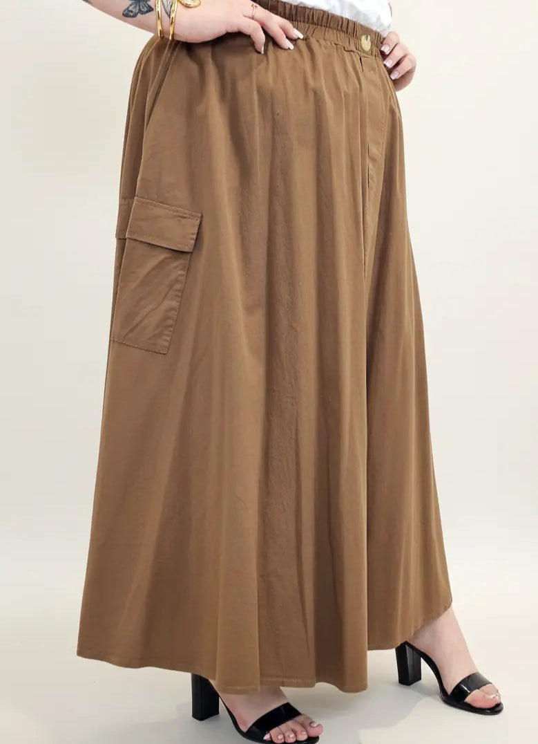 Spódnica plus size długa z gumką i kieszeniami – modna spódnica damska XXL Stylowa XL