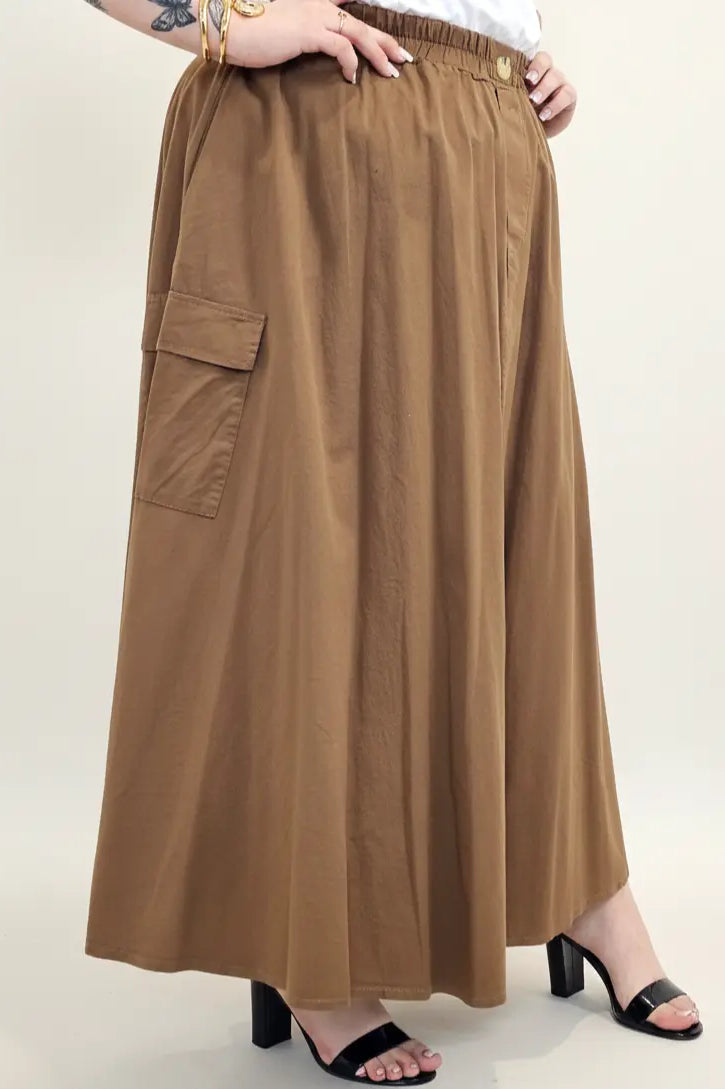 Spódnica plus size długa z gumką i kieszeniami – modna spódnica damska XXL Stylowa XL