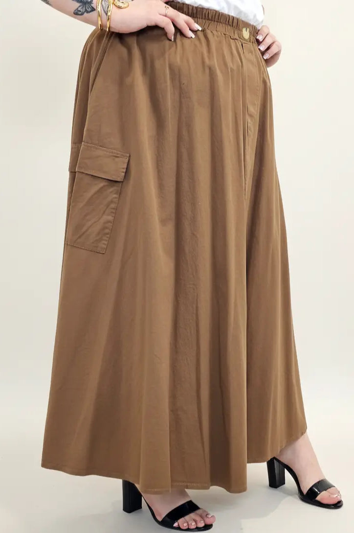 Spódnica plus size długa z gumką i kieszeniami – modna spódnica damska XXL Stylowa XL