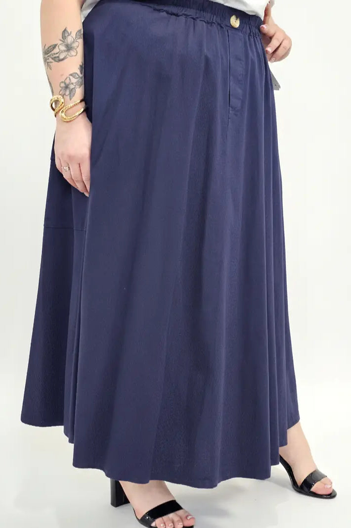 Spódnica plus size długa z gumką i kieszeniami – modna spódnica damska XXL Stylowa XL
