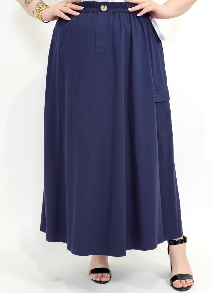Spódnica plus size długa z gumką i kieszeniami – modna spódnica damska XXL Stylowa XL