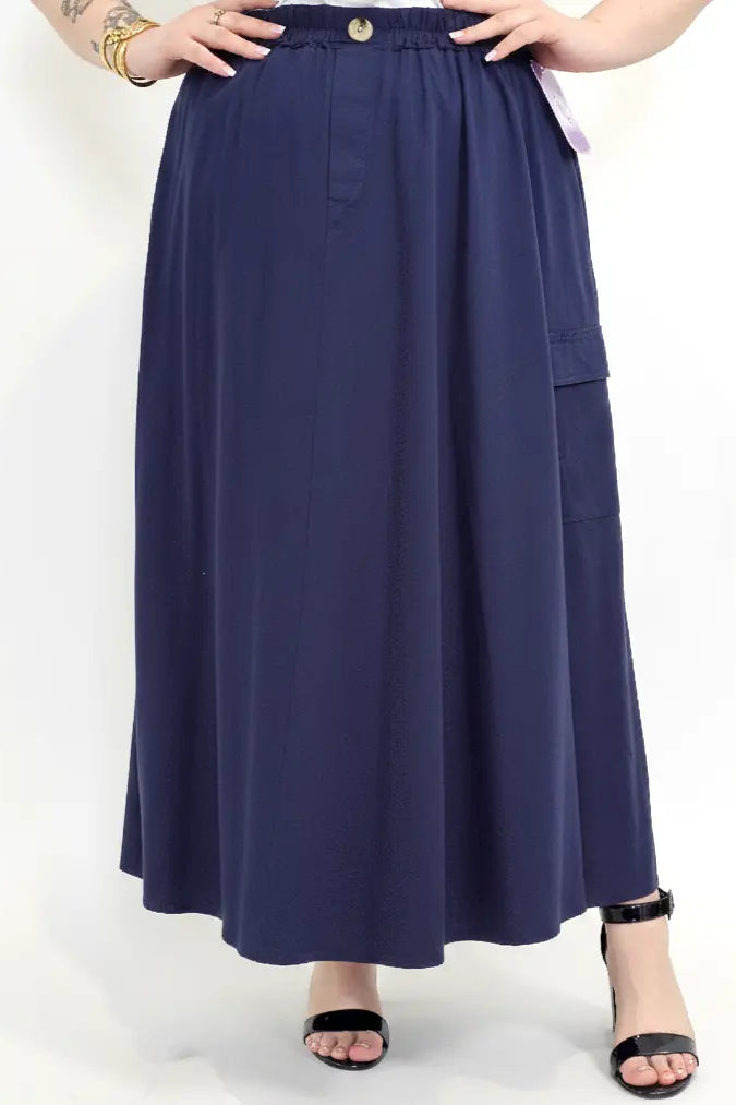 Spódnica plus size długa z gumką i kieszeniami – modna spódnica damska XXL Stylowa XL