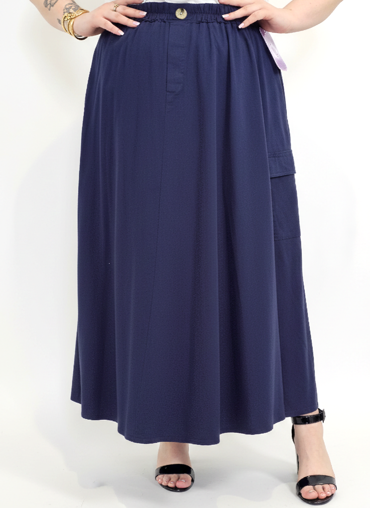 Spódnica plus size długa z gumką i kieszeniami – modna spódnica damska XXL Stylowa XL