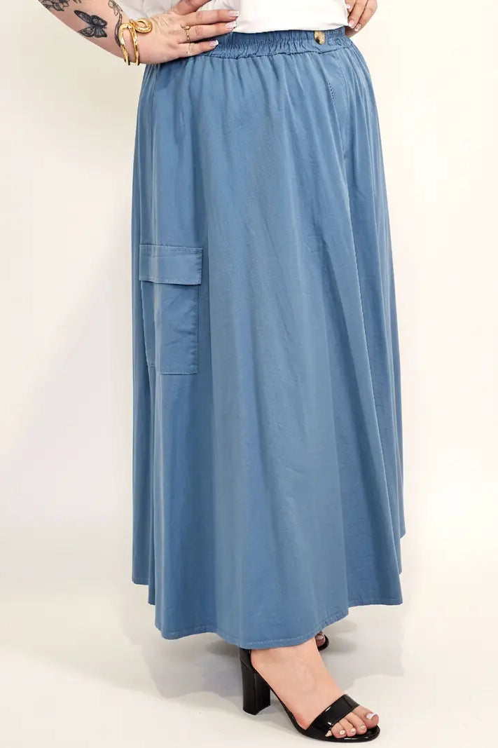 Spódnica plus size długa z gumką i kieszeniami – modna spódnica damska XXL Stylowa XL