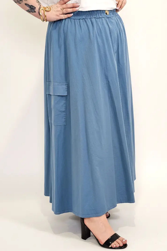 Spódnica plus size długa z gumką i kieszeniami – modna spódnica damska XXL Stylowa XL