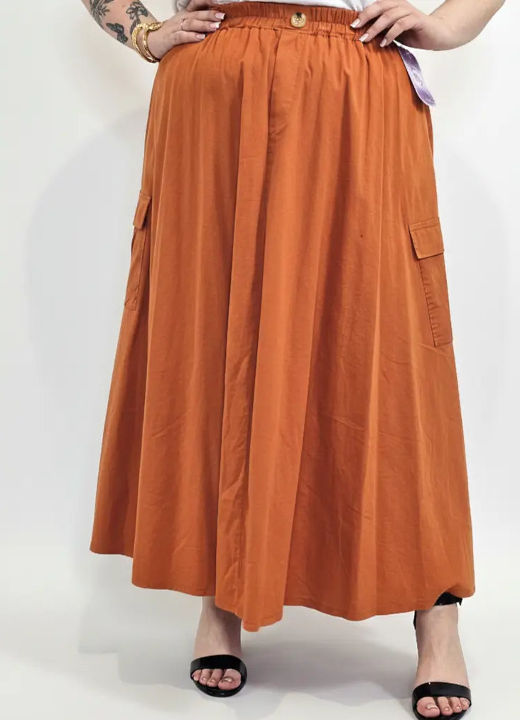 Spódnica plus size długa z gumką i kieszeniami – modna spódnica damska XXL Stylowa XL