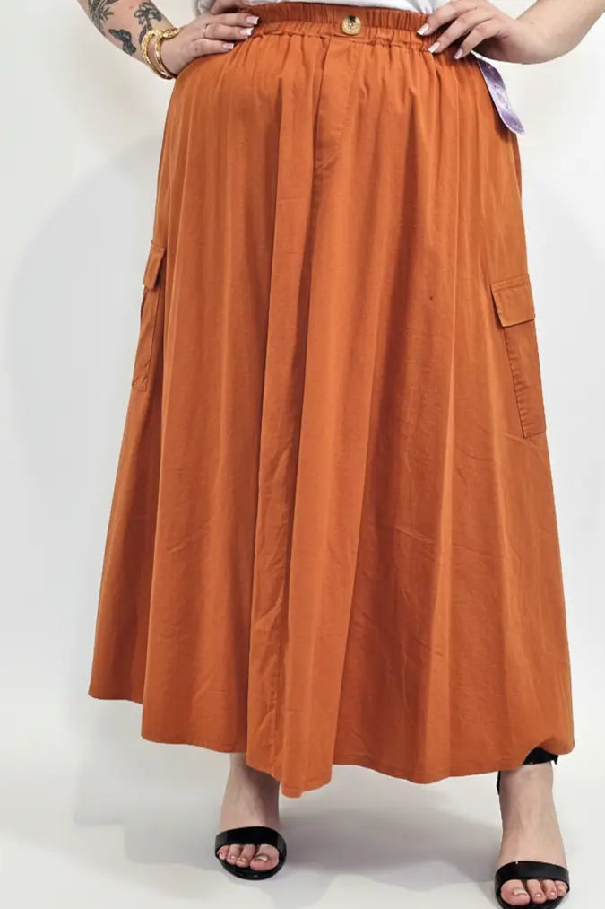 Spódnica plus size długa z gumką i kieszeniami – modna spódnica damska XXL Stylowa XL