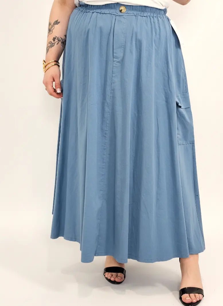 Spódnica plus size długa z gumką i kieszeniami – modna spódnica damska XXL Stylowa XL