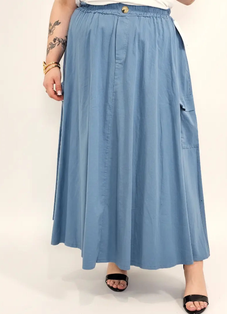 Spódnica plus size długa z gumką i kieszeniami – modna spódnica damska XXL Stylowa XL