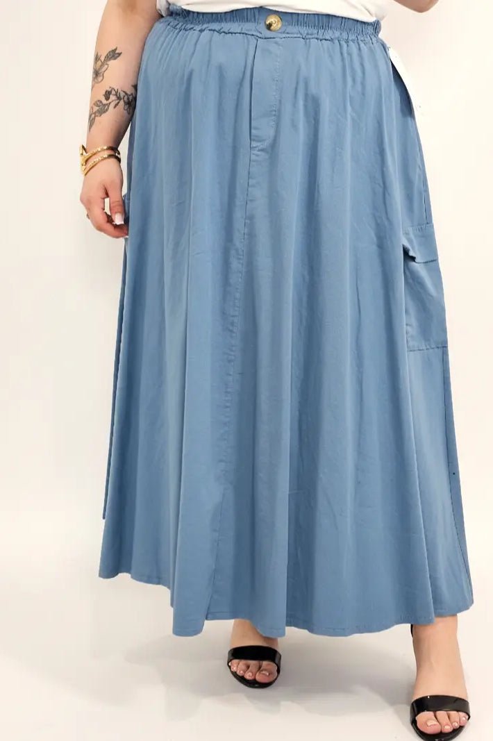 Spódnica plus size długa z gumką i kieszeniami – modna spódnica damska XXL Stylowa XL
