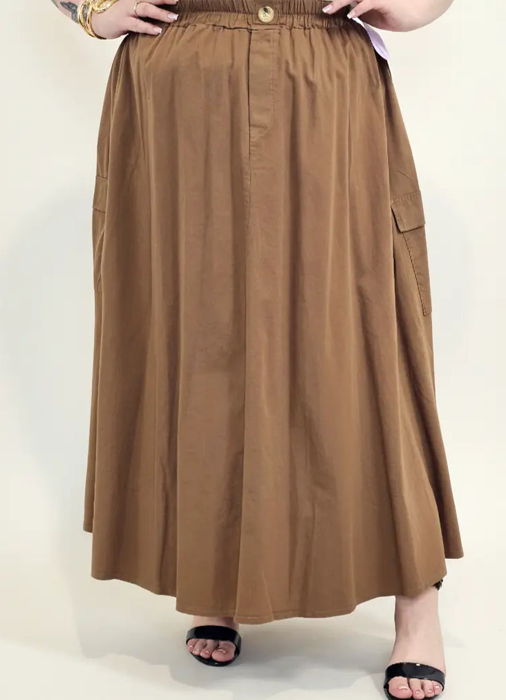 Spódnica plus size długa z gumką i kieszeniami – modna spódnica damska XXL Stylowa XL