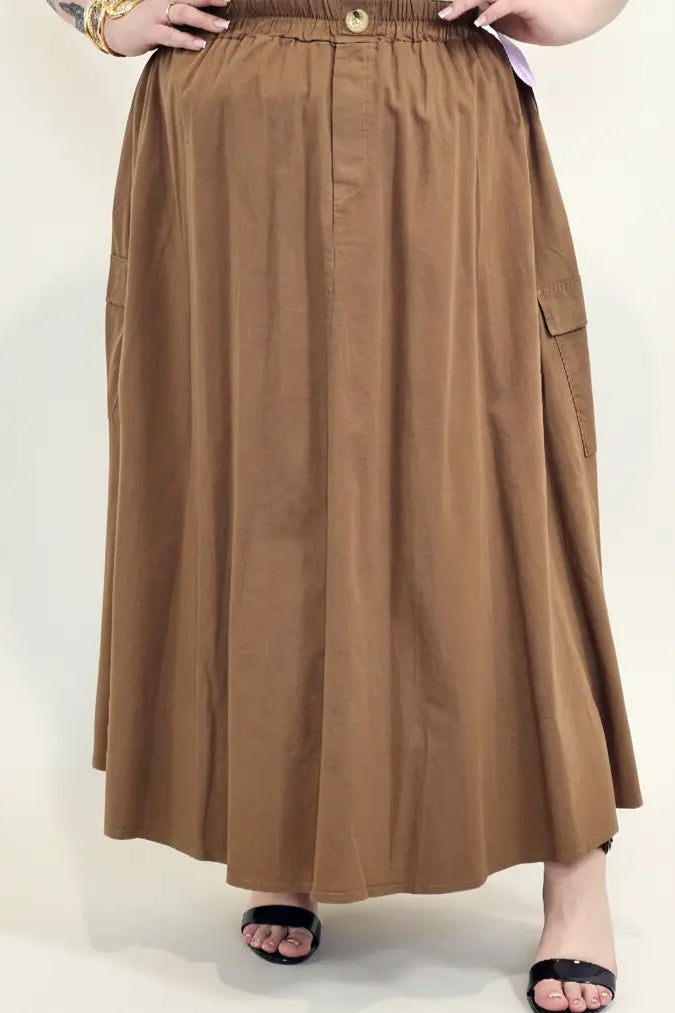Spódnica plus size długa z gumką i kieszeniami – modna spódnica damska XXL Stylowa XL
