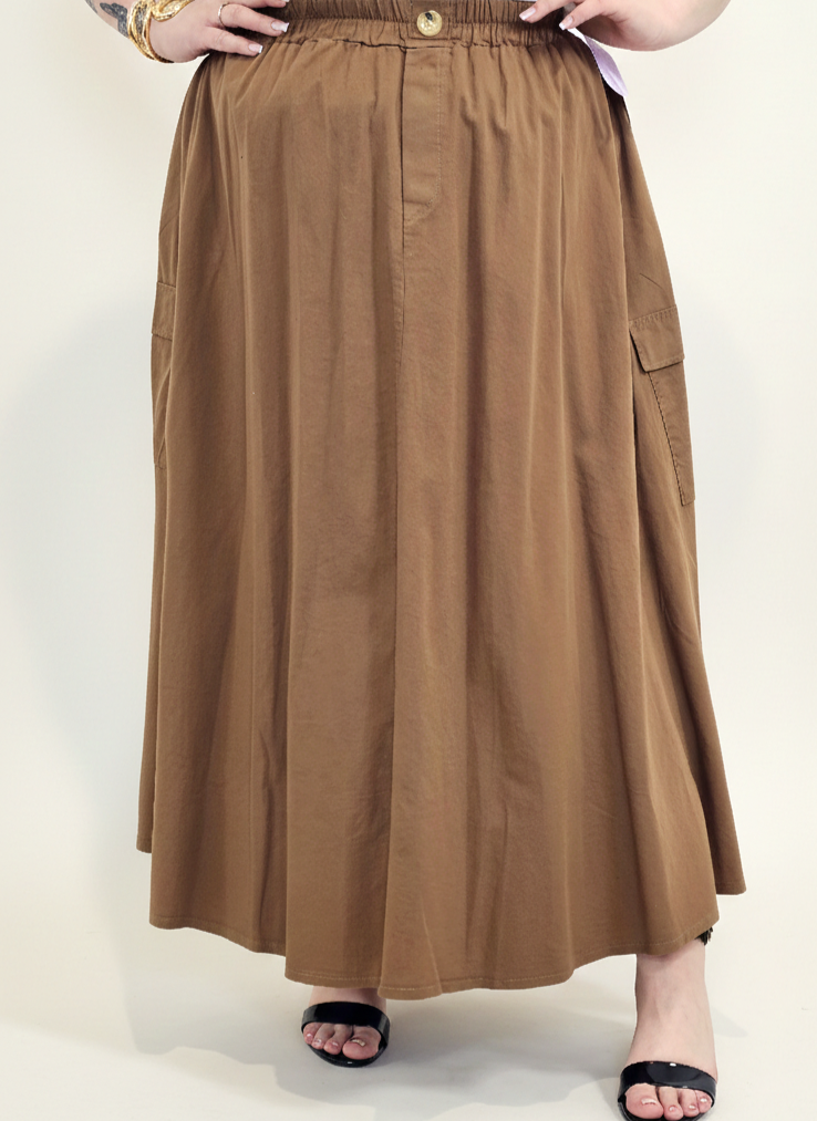 Spódnica plus size długa z gumką i kieszeniami – modna spódnica damska XXL Stylowa XL