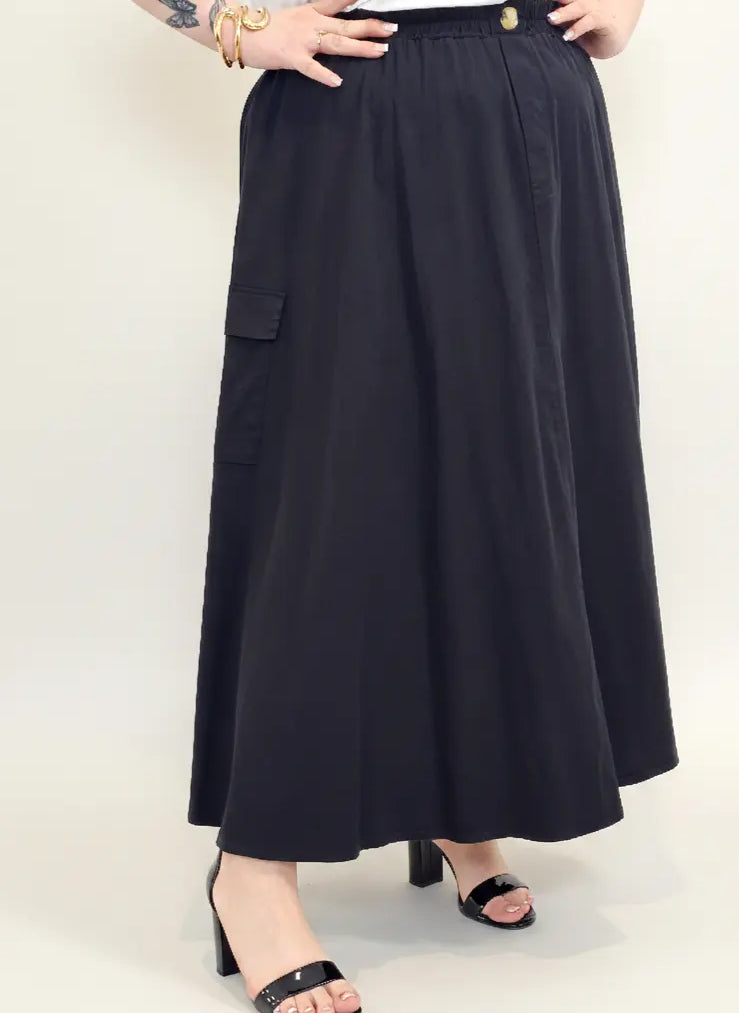 Spódnica plus size długa z gumką i kieszeniami – modna spódnica damska XXL Stylowa XL