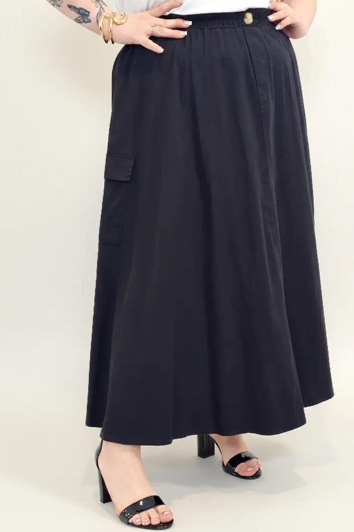 Spódnica plus size długa z gumką i kieszeniami – modna spódnica damska XXL Stylowa XL