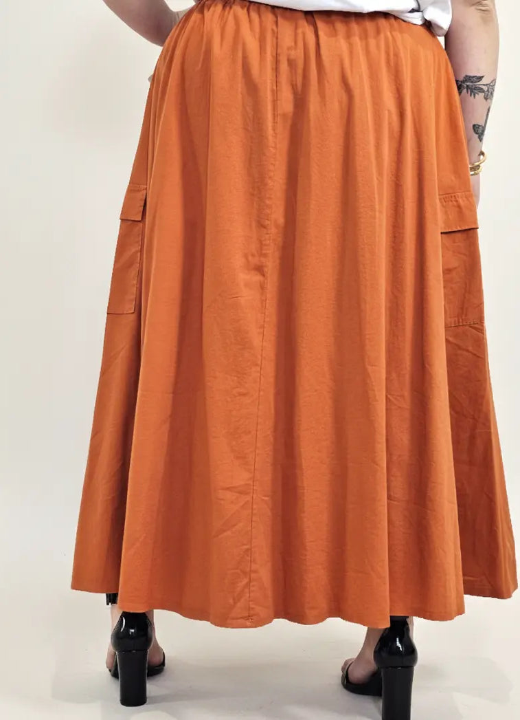 Spódnica plus size długa z gumką i kieszeniami – modna spódnica damska XXL Stylowa XL