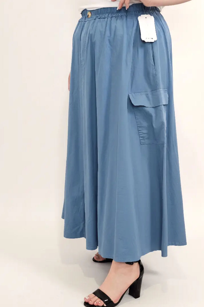 Spódnica plus size długa z gumką i kieszeniami – modna spódnica damska XXL Stylowa XL