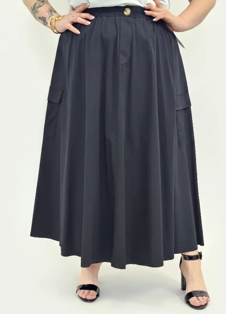 Spódnica plus size długa z gumką i kieszeniami – modna spódnica damska XXL Stylowa XL